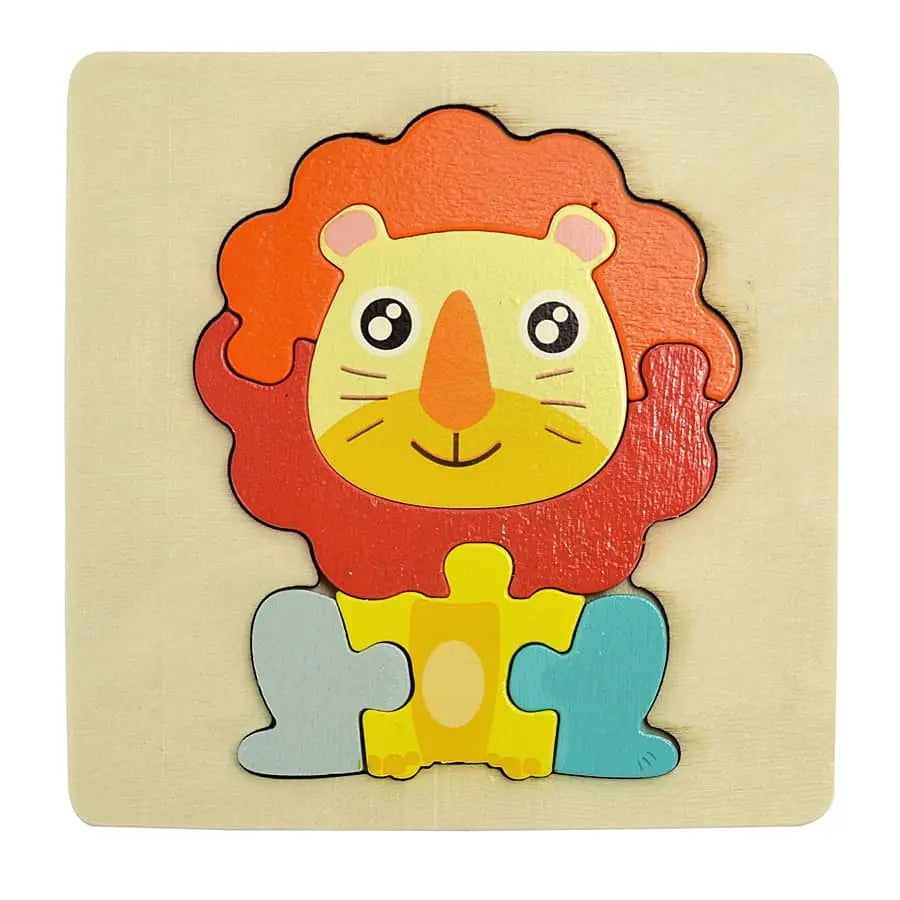Puzzle Animaux - KINDSGUT - Lion - Jouet en bois bébé - 5 éléments - Mixte  marron - Kindsgut